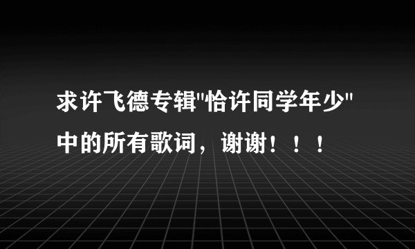 求许飞德专辑
