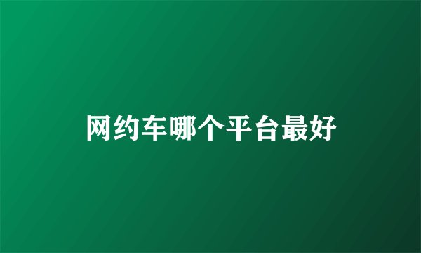 网约车哪个平台最好