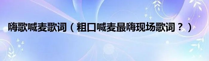 嗨歌喊麦歌词（粗口喊麦最嗨现场歌词？）