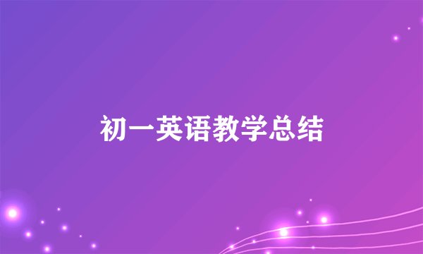 初一英语教学总结
