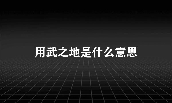 用武之地是什么意思