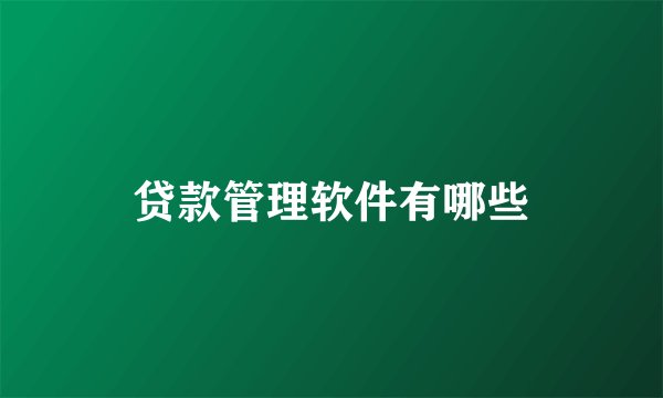 贷款管理软件有哪些