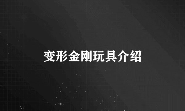 变形金刚玩具介绍
