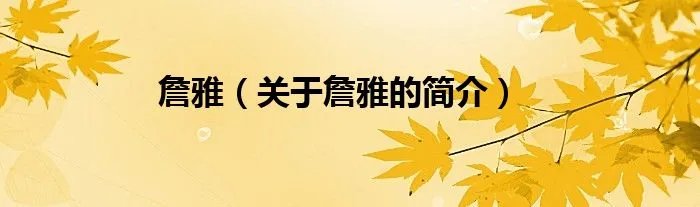 詹雅（关于詹雅的简介）