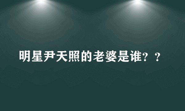 明星尹天照的老婆是谁？？