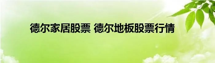 德尔家居股票 德尔地板股票行情