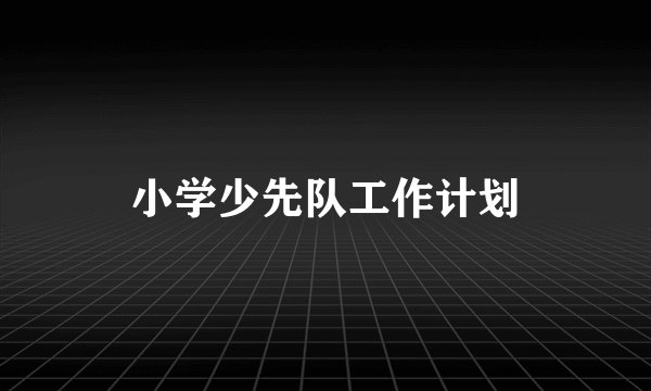 小学少先队工作计划