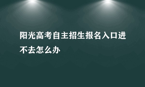 阳光高考自主招生报名入口进不去怎么办