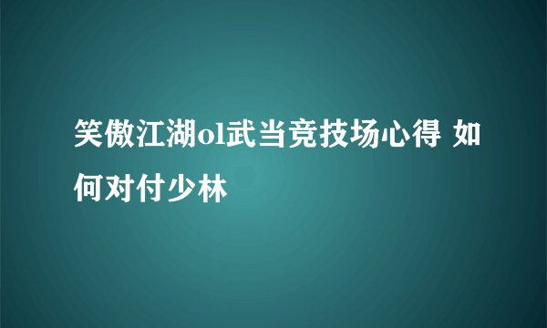 笑傲江湖ol武当竞技场心得 如何对付少林
