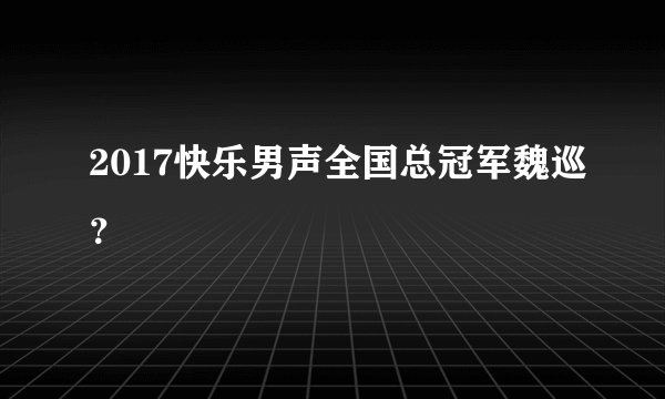 2017快乐男声全国总冠军魏巡？