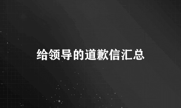 给领导的道歉信汇总