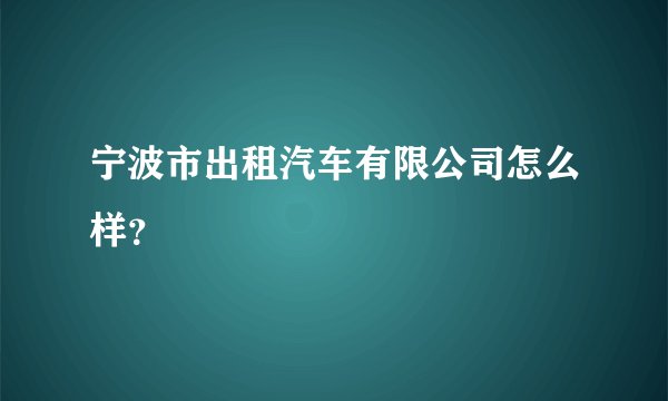 宁波市出租汽车有限公司怎么样？