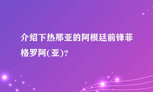 介绍下热那亚的阿根廷前锋菲格罗阿(亚)?