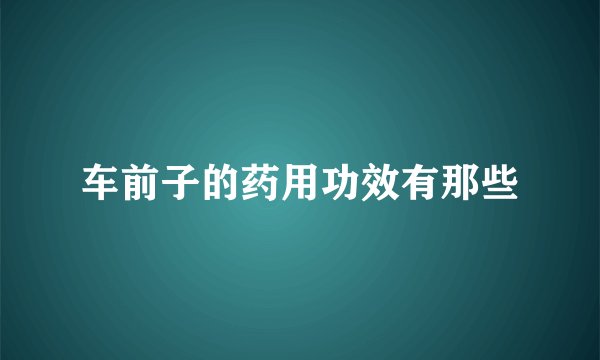 车前子的药用功效有那些