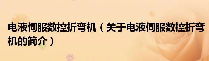 电液伺服数控折弯机(关于电液伺服数控折弯机的简介)