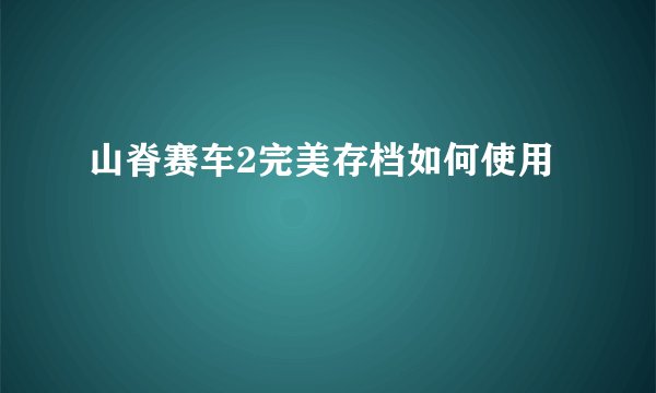 山脊赛车2完美存档如何使用