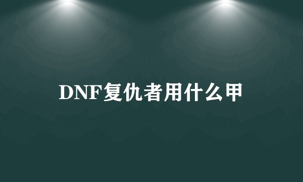 DNF复仇者用什么甲