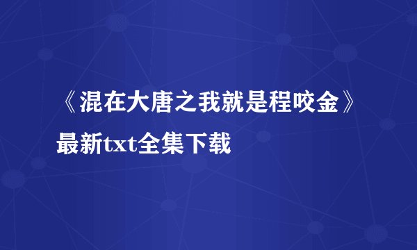 《混在大唐之我就是程咬金》最新txt全集下载