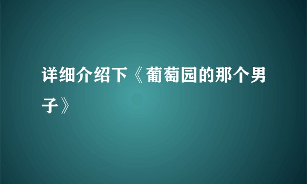 详细介绍下《葡萄园的那个男子》