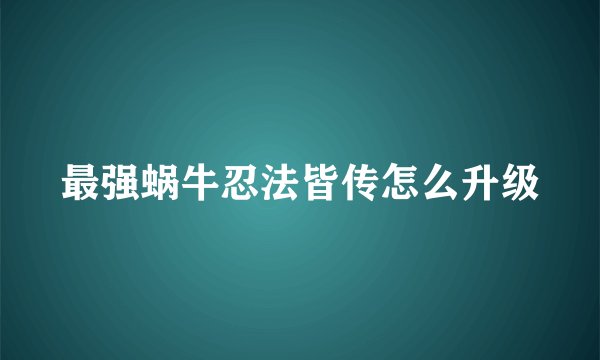 最强蜗牛忍法皆传怎么升级