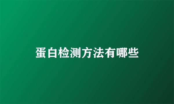 蛋白检测方法有哪些