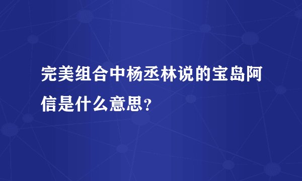 完美组合中杨丞林说的宝岛阿信是什么意思？