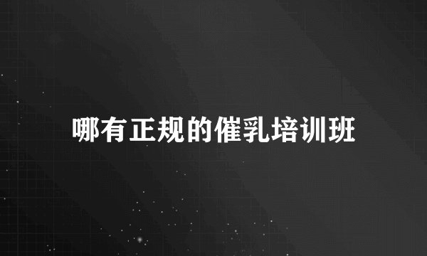 哪有正规的催乳培训班