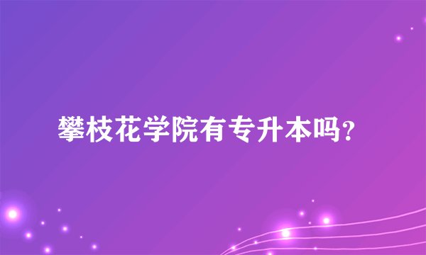 攀枝花学院有专升本吗?