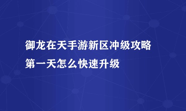 御龙在天手游新区冲级攻略 第一天怎么快速升级