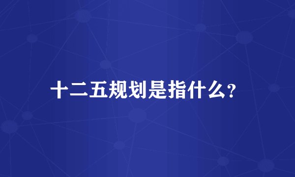 十二五规划是指什么?