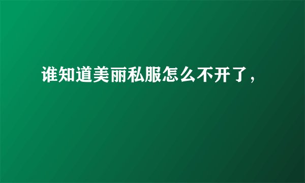 谁知道美丽私服怎么不开了，