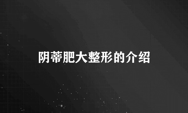 阴蒂肥大整形的介绍