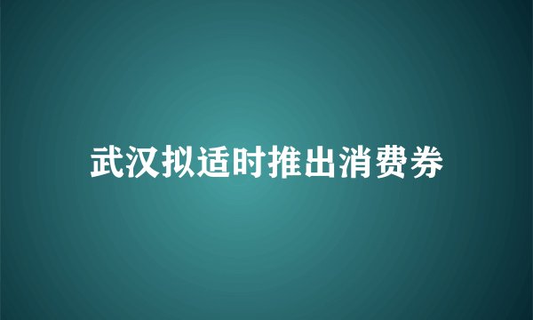 武汉拟适时推出消费券