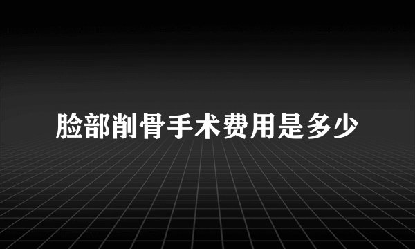 脸部削骨手术费用是多少