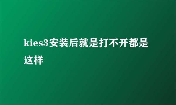kies3安装后就是打不开都是这样
