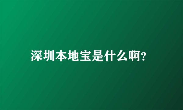 深圳本地宝是什么啊?