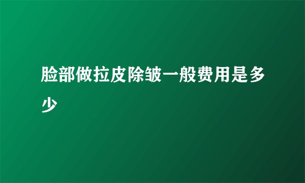 脸部做拉皮除皱一般费用是多少