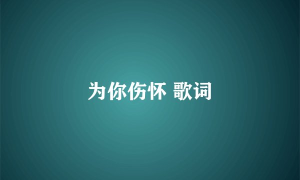 为你伤怀 歌词