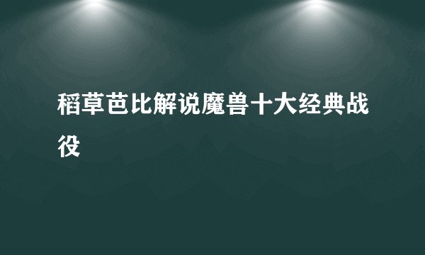稻草芭比解说魔兽十大经典战役