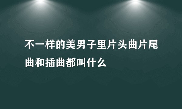 不一样的美男子里片头曲片尾曲和插曲都叫什么