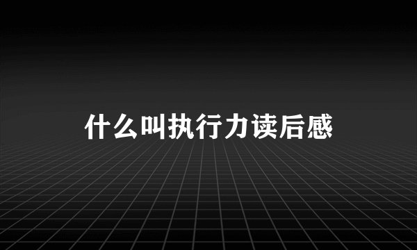 什么叫执行力读后感