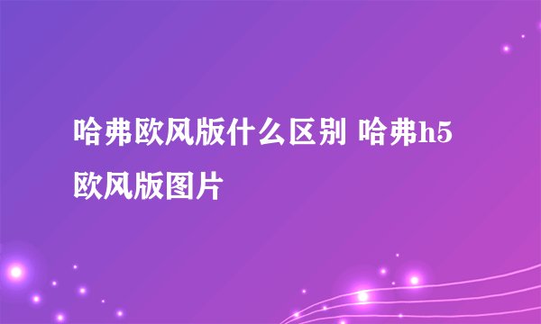 哈弗欧风版什么区别 哈弗h5欧风版图片