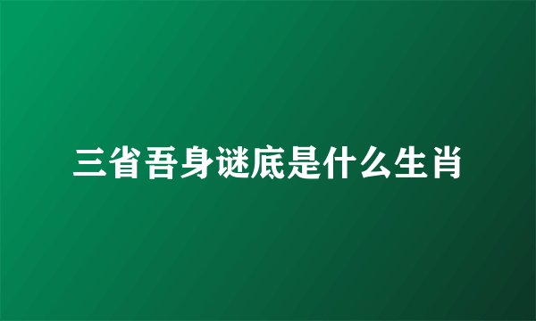 三省吾身谜底是什么生肖