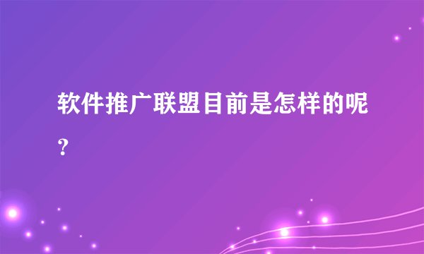 软件推广联盟目前是怎样的呢？