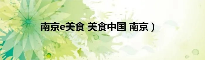 南京e美食 美食中国 南京）