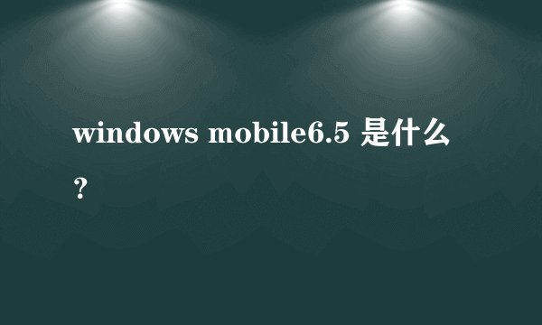 windows mobile6.5 是什么？