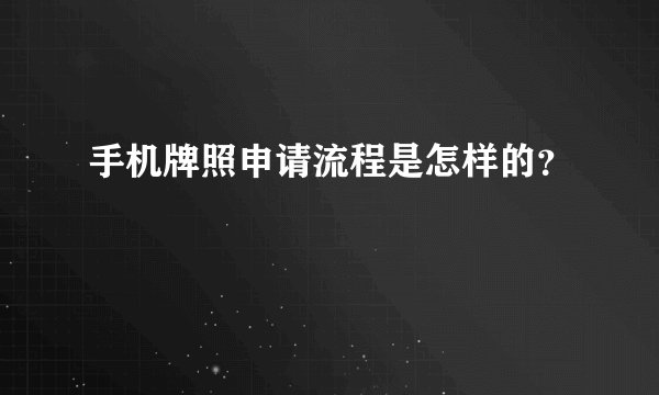 手机牌照申请流程是怎样的?