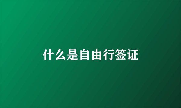 什么是自由行签证