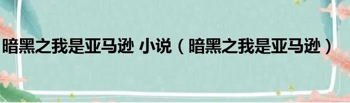 暗黑之我是亚马逊 小说（暗黑之我是亚马逊）