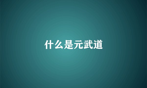 什么是元武道